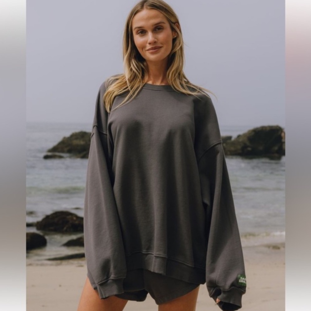 Daily Drills Oversized Crew Neck Sweatshirt Unisex M/L Vintage Black - Picture 2 of 15